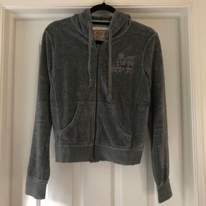 Velour Zip-Up Sweatshirt